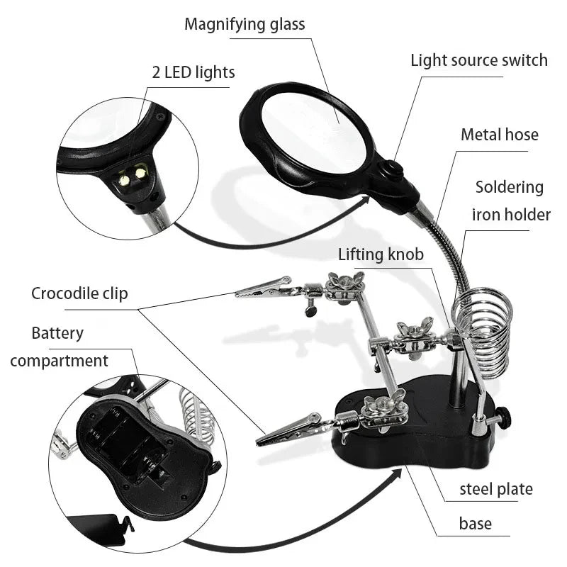 Lighted Magnifying Glass Repair Tool for Mobile Devices - Smarsty