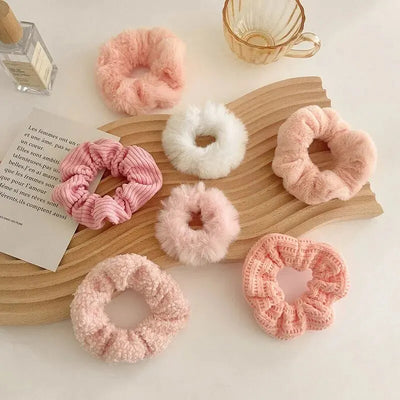 7/21 Pcs/Set Women Hair Scrunchies Set Plush Solid Hair Band for Girls Ponytail Holder Rubber Bands Hair Ties Hair Accessories - Smarsty