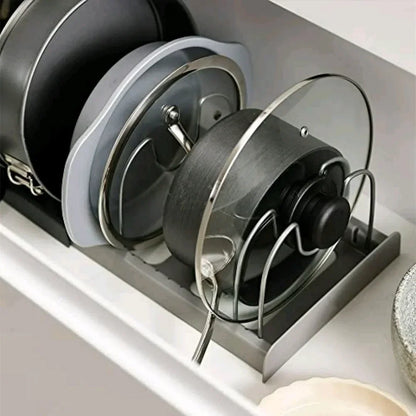 Expandable Pots and Pans Storage Rack for Cabinets Pot and Lid Holder with 6 Adjustable Shelves for Kitchen Organization Tools