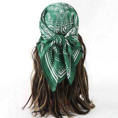 Bohemian Floral Print Silk Scarf for Women Sun Protection - Smarsty