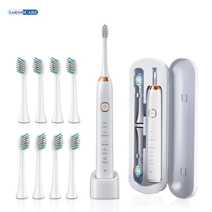 Sarmocare Electric Sonic Toothbrush with 8 Brush Heads - Smarsty