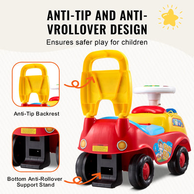 SucceBuy Toddler Ride On Push Car Sit to Stand Kids Ride On Toy Car with Music Steering Wheel Seat Storage for Toddlers - Smarsty