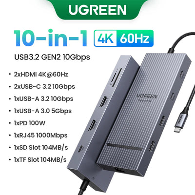 USB C Hub PowerDelivery Docking Station 4K Dual HDMI - Smarsty