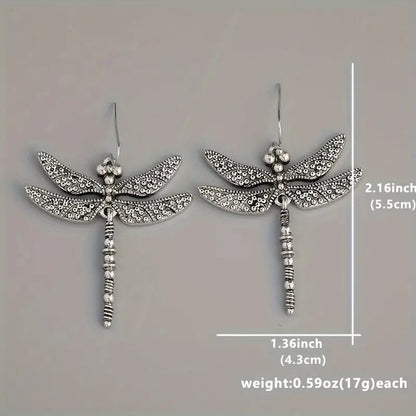 Vintage Dragonfly Dangle Earrings for Women in Silver Color - Smarsty