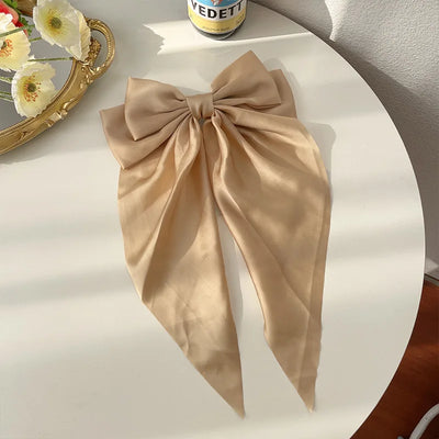 Trendy Solid Color Satin Ribbon Hair Bows for Women - Smarsty