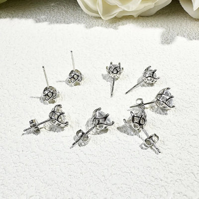 Moissanite Stud Earrings Sterling Silver VVS D Sparkle - Smarsty