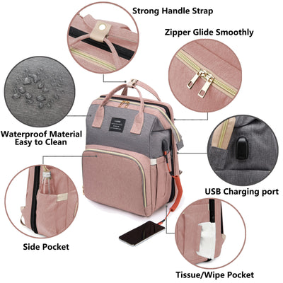 Mommy Bag Lightweight Portable Folding Crib Bed Large-capacity Travel Maternity Bags Baby Backpack Female Mommy Outting Bag by Smarsty