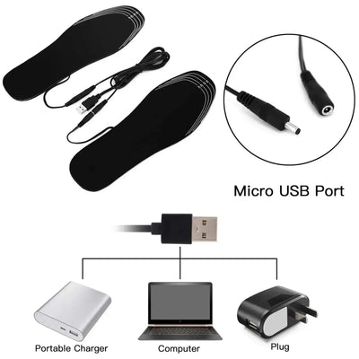USB Heated Insoles Shoe Electric Foot Warming Pad Feet Warmer Sock Pad Mat Winter Outdoor Sports Heating Insole Winter Warm - Smarsty