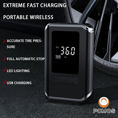 Portable Tire Inflator With LCD Display Wireless Charging - Smarsty