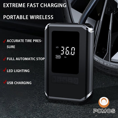 Portable Tire Inflator With LCD Display Wireless Charging - Smarsty