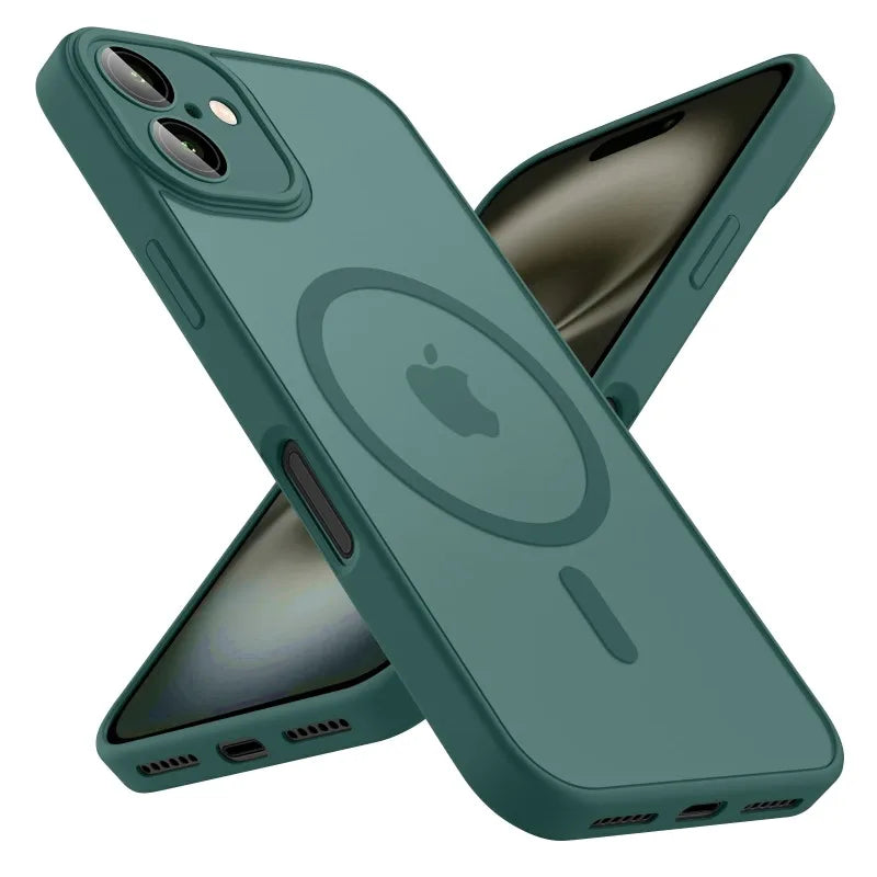 Luxury Frosted Phone Case For iPhone 16 15 14 13 12 11 Pro Max Plus 17 Air For Magsafe Matte Transparent Magnetic Cover - Smarsty