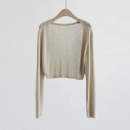 Sun Protection Knit Cardigan Women's Thin Coat Ice Silk Outerwear Cover-up Shawl Air Conditioning Shirt Summer