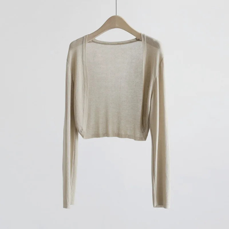 Sun Protection Knit Cardigan Women's Thin Coat Ice Silk Outerwear Cover-up Shawl Air Conditioning Shirt Summer