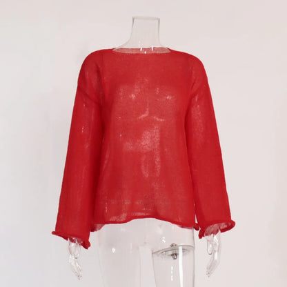 Elegant Sweater Women 2024 Summer Autumn Casual Fashion Loose Women Pullovers Chic Pink White Jumper Sueter Mujer - Smarsty