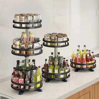 360°Rotation Spice Rack Organizer Jar Cans Non-Skid Storage Tray for Seasonings Kitchen storage rack Kitchen Accessories by Smarsty