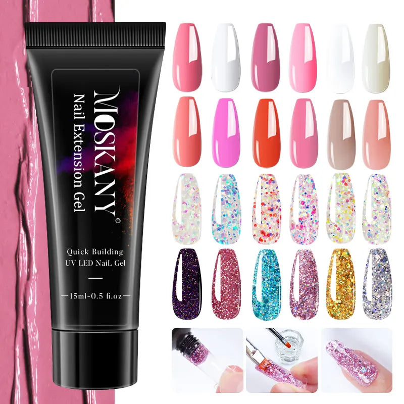 Poly Nail Gel Set With 6W LED Lamp For Beginners - Smarsty