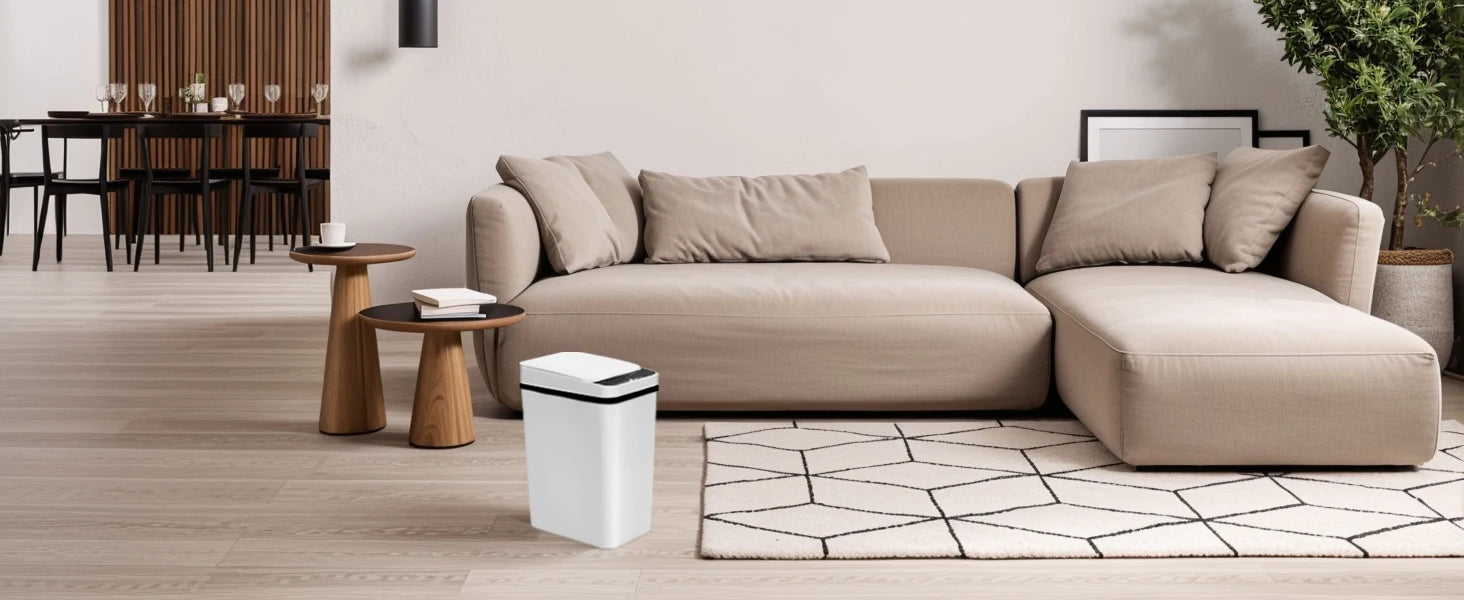 2 Pack 12L Bathroom Automatic Trash Cans Touchless Motion Sensor Slim with Lid for Bathroom Bedroom Living Room Office White - Smarsty