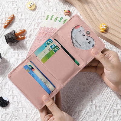 PU Leather Cute Women Wallet Coin Purse Simple 3 Folds Multi-card Slots Card Holder Cute Cat Dog Short Wallets for Girls - Smarsty