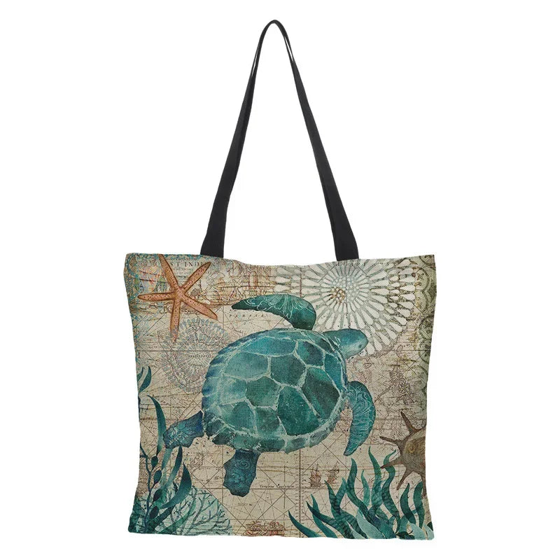 Large Capacity Linen Tote Bag Animal Print Shoulder Bag - Smarsty