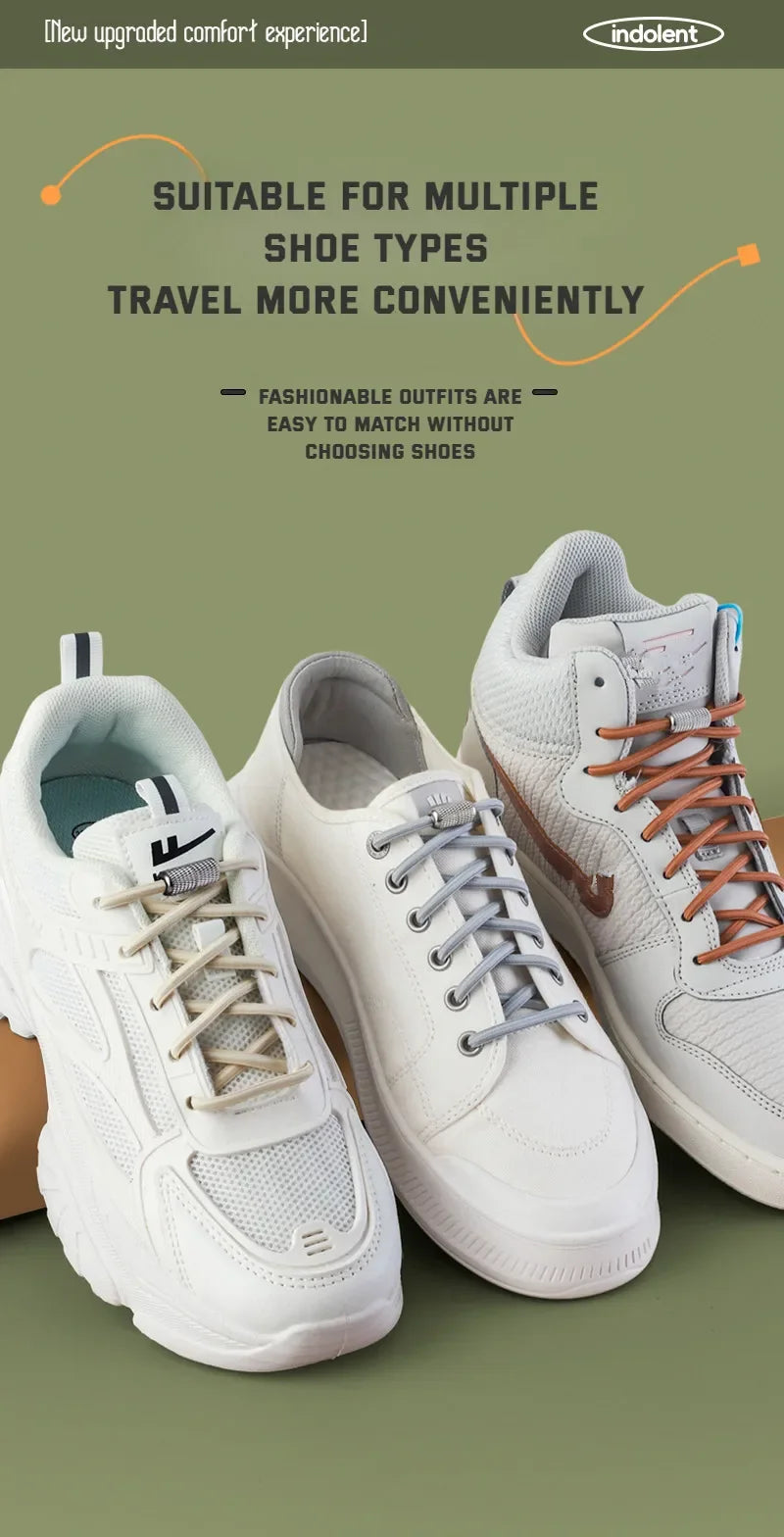 New Elastic Laces Sneakers Tennis Round Shoe laces Without ties Kids Adult No Tie Shoelace Rubber Bands Shoe Accessories - Smarsty