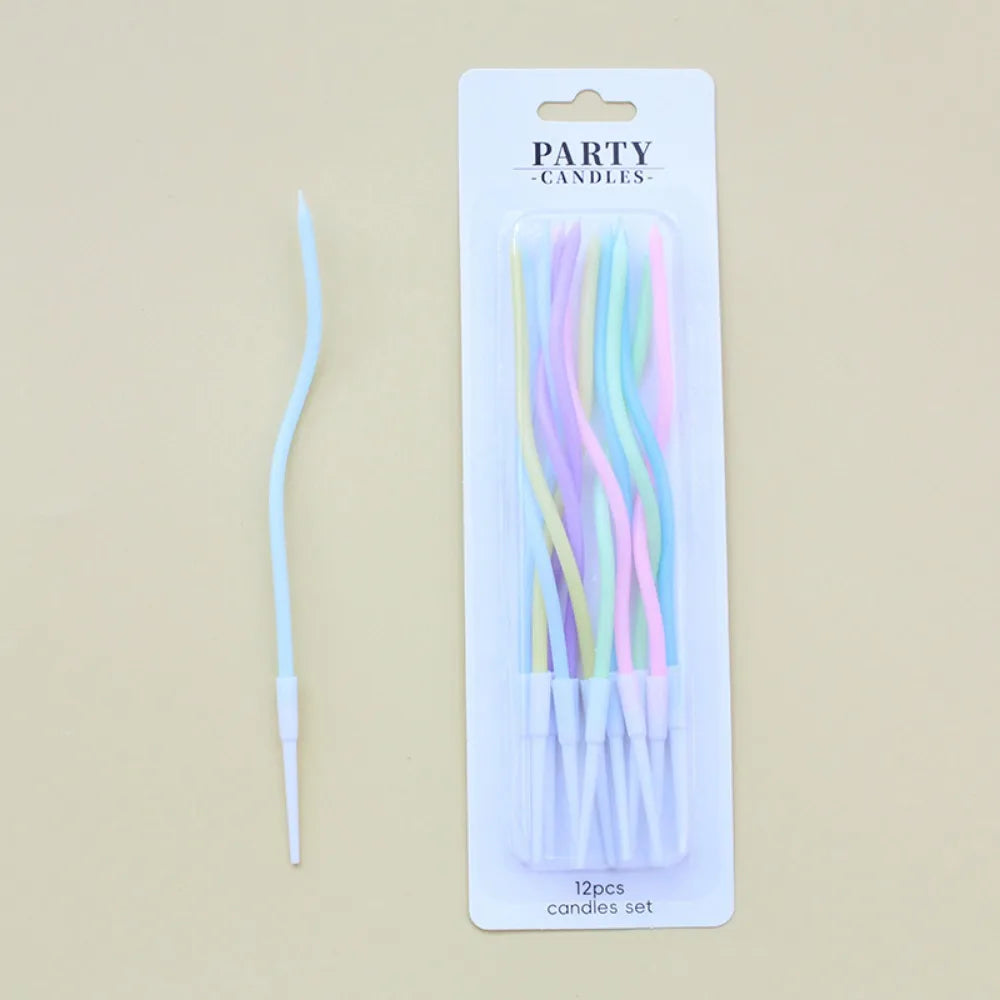 6/12/48pcs/1case Birthday Candles Spiral Cake Candles  Long Thin Cake Candles For Wedding Party And Cake Decoration - Smarsty