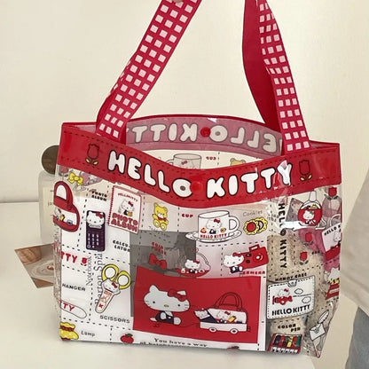 Transparent PVC Kitty Cat Handbag Waterproof Travel Tote - Smarsty