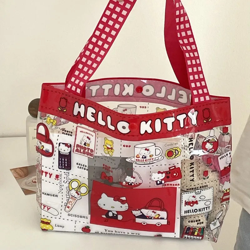 Transparent PVC Kitty Cat Handbag Waterproof Travel Tote - Smarsty