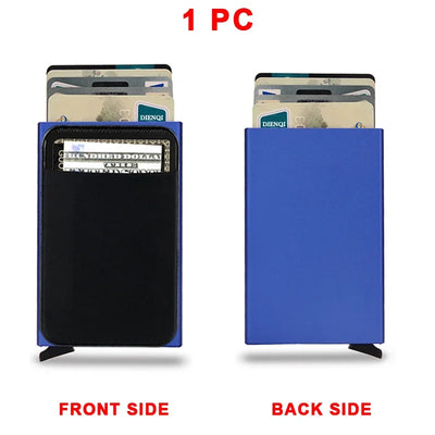 Rfid Smart Credit Card Holder Wallets Metal Slim Pop Up Minimalist Men Wallets Black Male Purse Money Bags Carteira Masculina - Smarsty