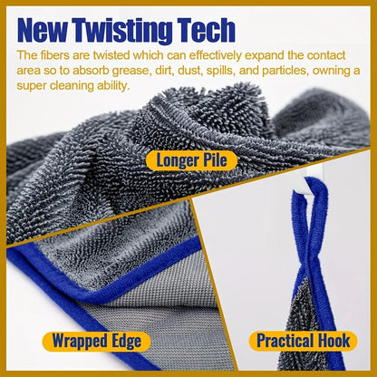 1pc Extra Large Car Towel - Ultra Absorbent Soft Non-Shedding No Stripe Quick Dry Detailing Cloth 24x35 Inches