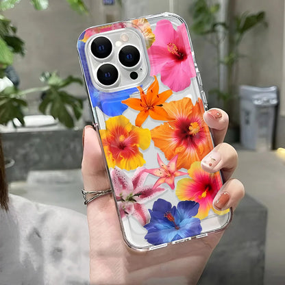 Clear Floral Pattern Phone Case For iPhone 7 To 16 - Smarsty