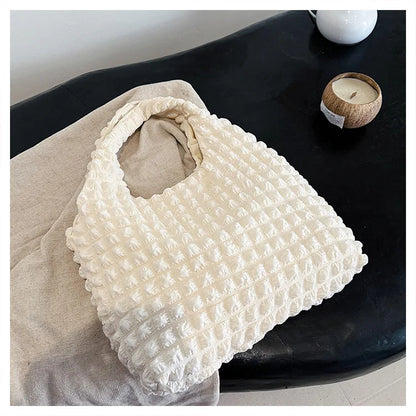 Crossbody Bag Pleated Embroidered Plaid Tote For Women - Smarsty
