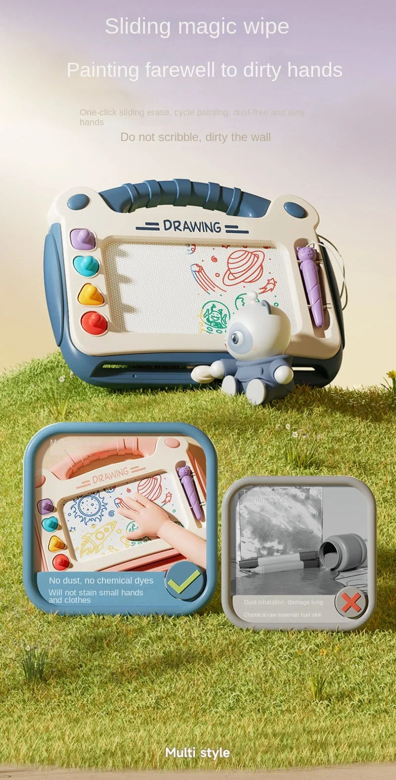 Children Cartoon Drawing Board Baby Puzzle Magnetic Writing Board Toy Graffiti Magnetic Drawing Board Montessori Toy for Kids - Smarsty