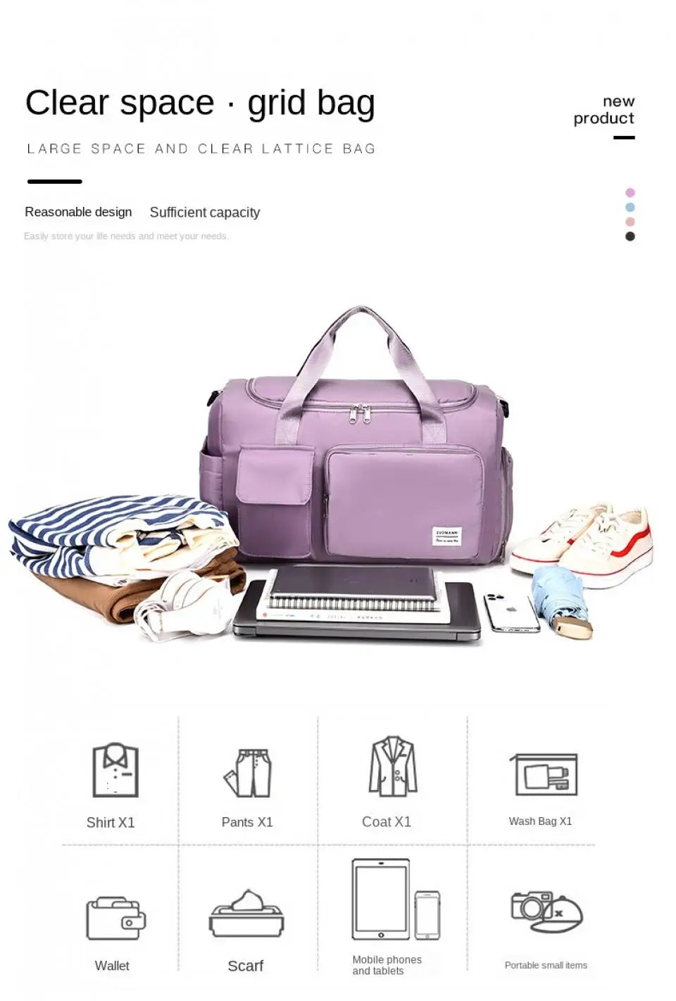 Unixinu Carry On Weekender Duffle Bag With Shoe Compartment - Smarsty