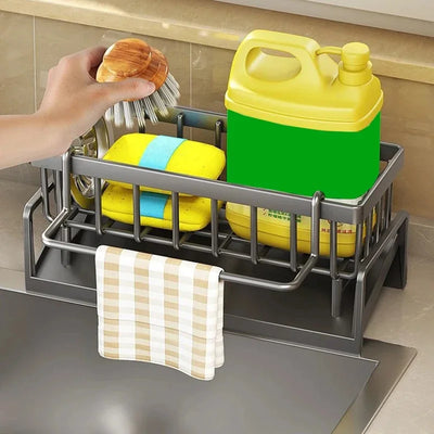 Kitchen Sink Drain Rack Organizer ABS Plastic Self-draining Sink Shelf Soap Sponge Holder Dishcloth Towel Rack filter basket by Smarsty