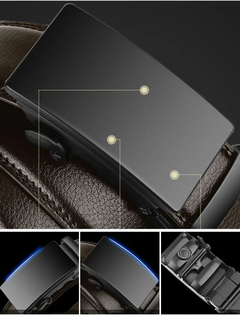Automatic Buckle PU Leather Belt for Men Business Waist Strap - Smarsty