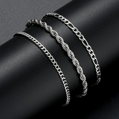 Stainless Steel Cuban Chain Bracelet Set for Men - Smarsty