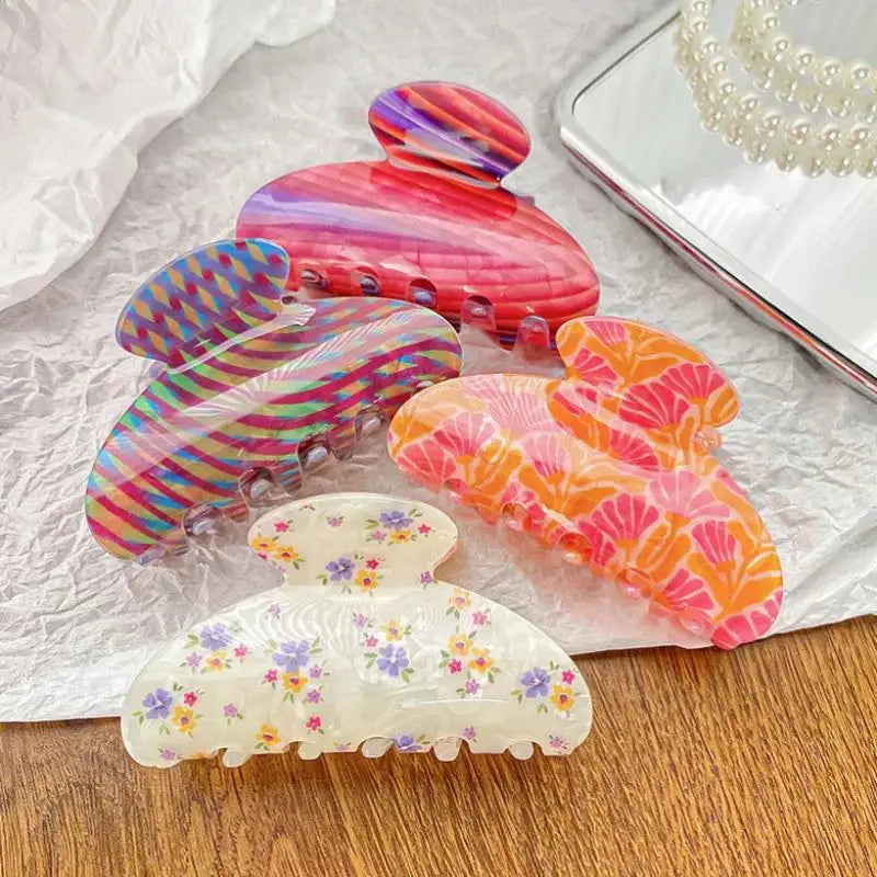Vintage Floral Hair Claw Clip Elegant Colorful Design - Smarsty