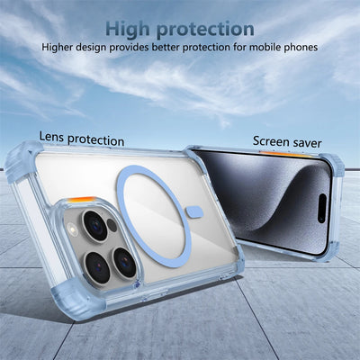 Luxury For Magsafe Wireless Charge Shockproof Armor Clear Case For iPhone 17 16 14 13 12 15 Pro Max Magnetic Clear Hard Cover