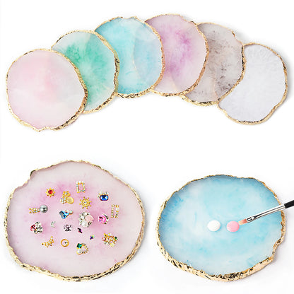 Round Resin Agate Stone Nail Art Palette for Easy Mixing - Smarsty