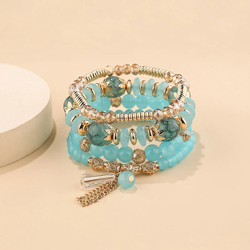 Colorful Glass Beaded Bracelet Set for Women - Smarsty