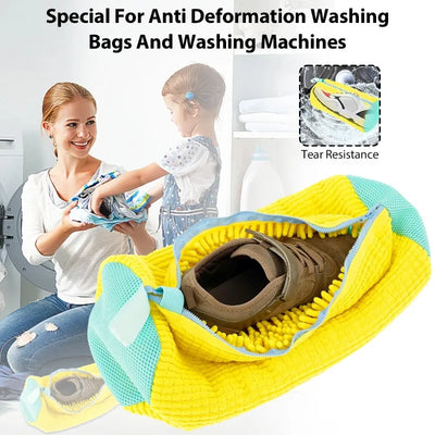 1/2/4PCS Shoe Washing Machine Bag with Liquid Shoe Brush Set Durable Laundry Shoe Bag and Soft Bristle Clean Brush for All Shoes - Smarsty