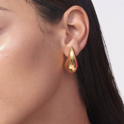 Vintage Chunky Water Drop Earrings in Gold Plated Stainless Steel - Smarsty