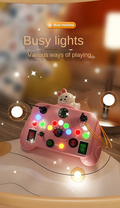 Montessori Busy Board Sensory Toys Cartoon with LED Light Switch Control Board Travel Activities Children Game for 2-4 Years Old - Smarsty