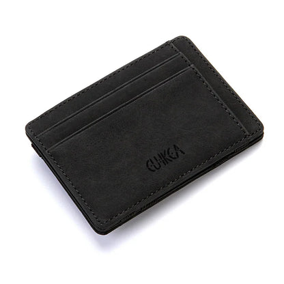 Mini Men Card Holder Wallets Zipper Coin Pocket Slim Magic Male Wallet Quality PU Leather Credit Bank Card Case Small Men Purses
