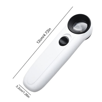 40X Handheld Magnifier Illuminated Jewelers Loupe Magnifier with Two LED Lights Jewelry Magnifier for Jewelry Identifying