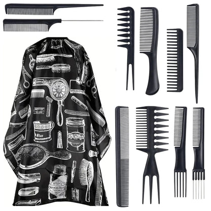11 Piece Salon Barber Cloak Set with Adjustable Neck Buckle - Smarsty
