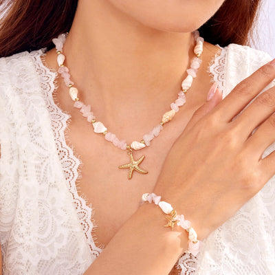 Bohemian Starfish Pendant Beaded Bracelet for Women - Smarsty