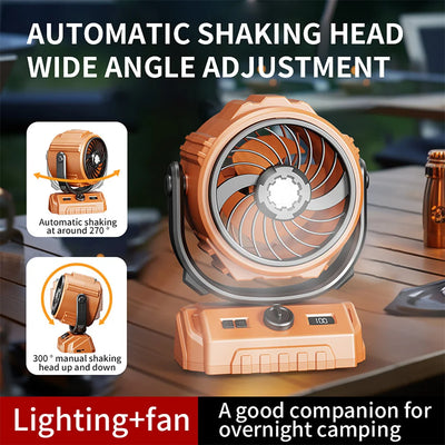 Camping Fan 20000mAh Rechargeable Portable Camping Circulator Fan Wireless Tent Ceiling Fan with LED Light and Hook