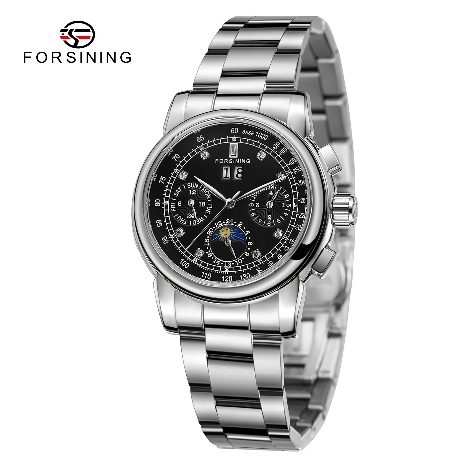 Luxury Women's Automatic Mechanical Wrist Watch with Diamond Moon Phase - Smarsty