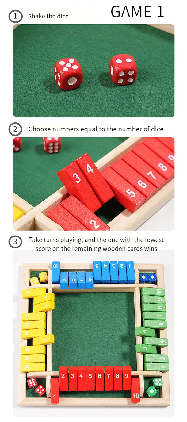 Arithmetic Dice Board Game Four-Sided Flip Card Games Box Dice Toys Wooden Flaps Dices 4 Players Party Number Game Board Games - Smarsty